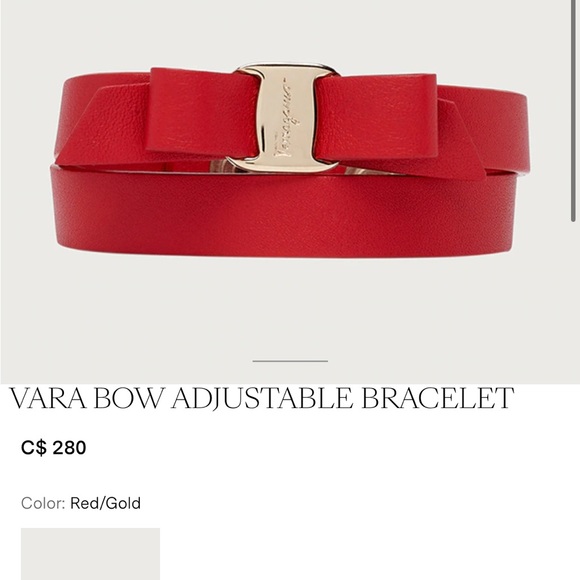 Used Salvatore Ferragamo Vara Bow Adjustable Bracelet Black leather and gold - Picture 4 of 4